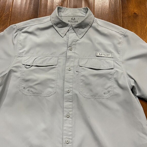 Realtree Fishing Outdoors Vented Light Blue Button Down Shirt Men's Size Large - Picture 2 of 10